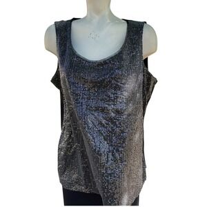 Coldwater Creek Black‎ Grey Silver Sequin Sleeveless Shell 1X - Size 18